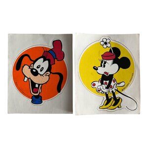 Vintage Disney Stickers Goofy and Minnie Mouse 1970s–1980s Original Paper Backed